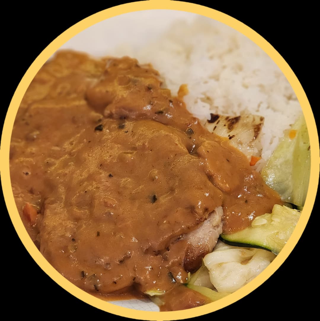 Hungarian Chicken Chop on Rice/Spaghetti