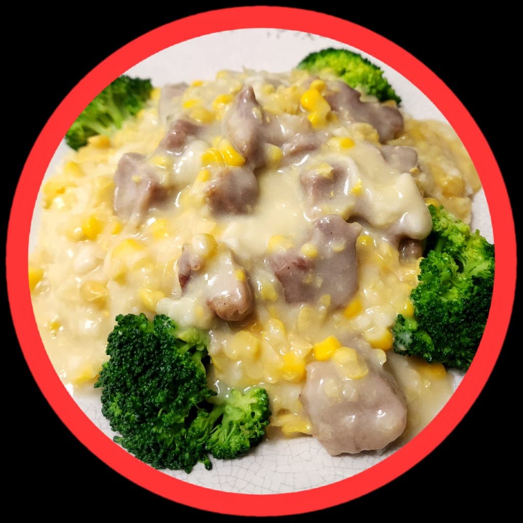 Creamy Sweet Corn and Pork on Rice