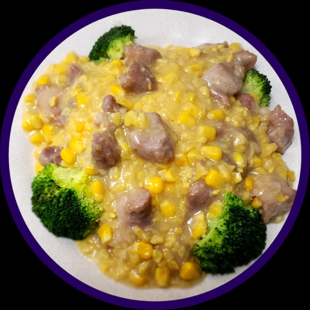 Creamy Sweet Corn and Pork on Rice