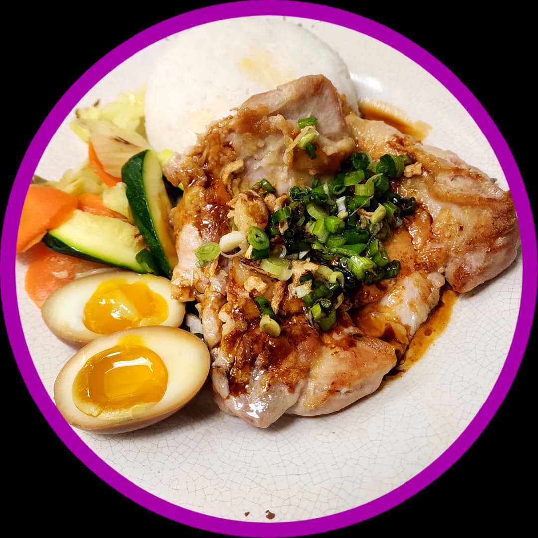 Rice w/ Scallion Oil Chicken Fillet and Soy Sauce Egg