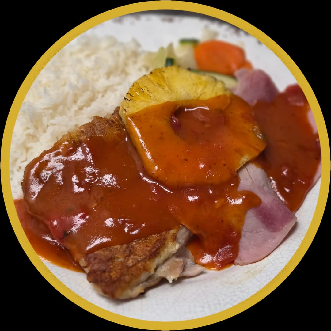 Hawaiian Chicken Chop on Rice/ Spaghetti